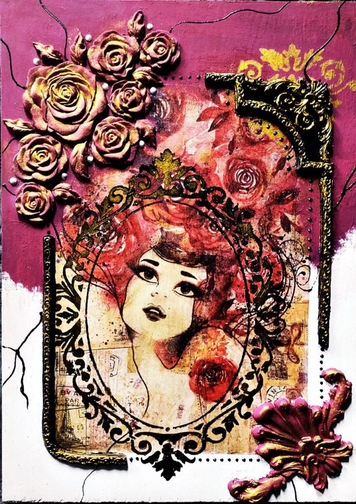 obraz na desce mix media 724x1024 - MIX MEDIA - OBRAZ NA DESCE